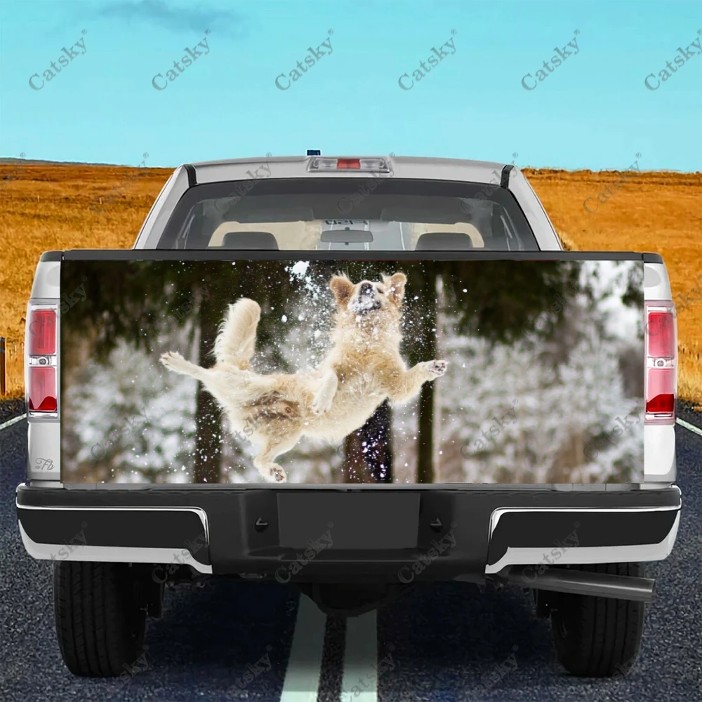 

Custom Animal Snow Play Dog Car Tail Trunk Protect Vinly Wrap Sticker Decal Car Hood Decoration Sticker for SUV Off-road Pickup