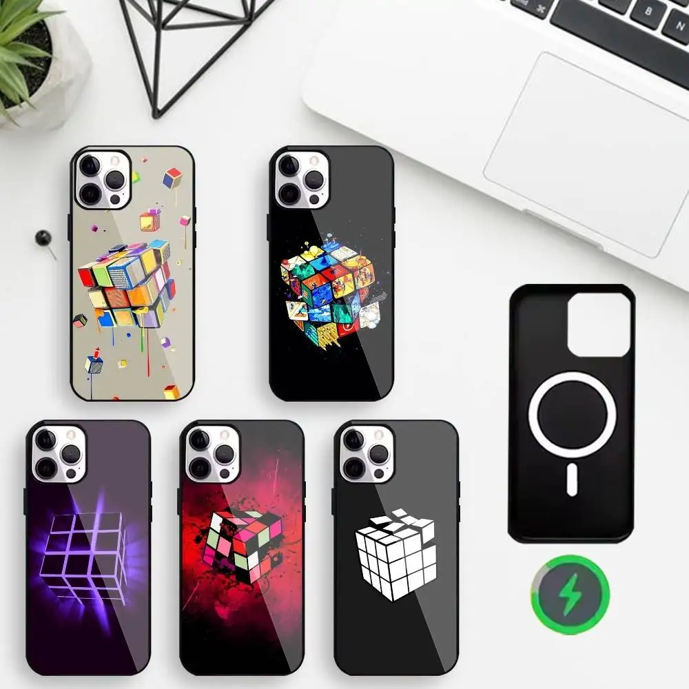 

Creative Cube Art Phone Case For iPhone17,16,15,14,13,12,11 Plus,For Magnetic Wireless Charge Cover