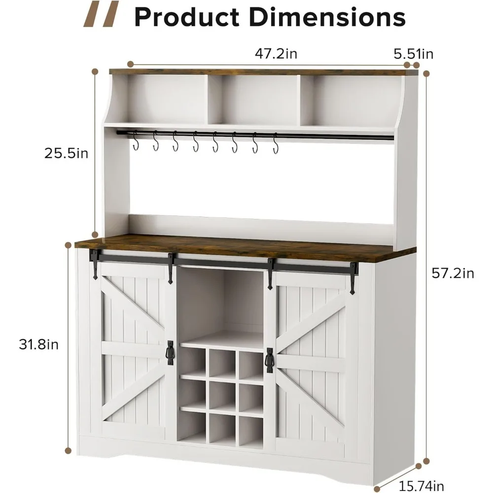 3-уровневый шкаф для хранения кофе-бара, высокий ящик для шведского стола с крючками и винными стеллажами