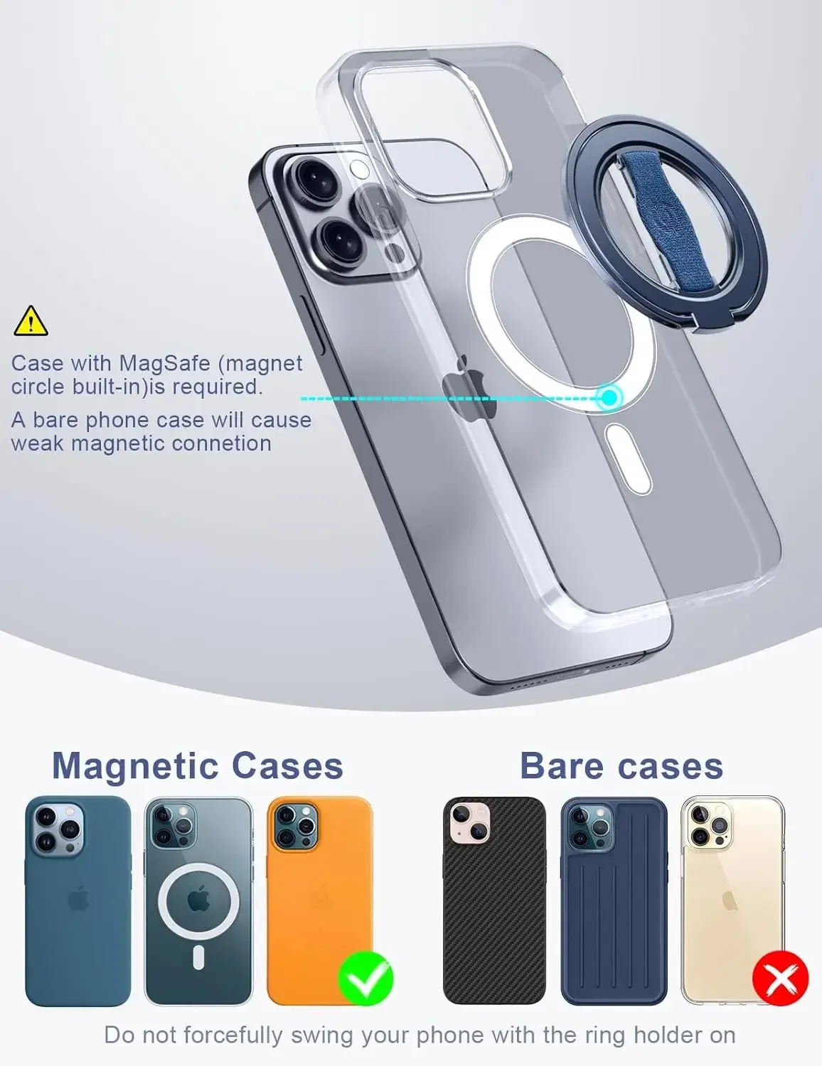 EWA MagOne 3. Generation Handyhalterung mit Magnetring-Halterung Kompatibel mit MagSafe Kickstand Loop für iPhone 17~12 Serie