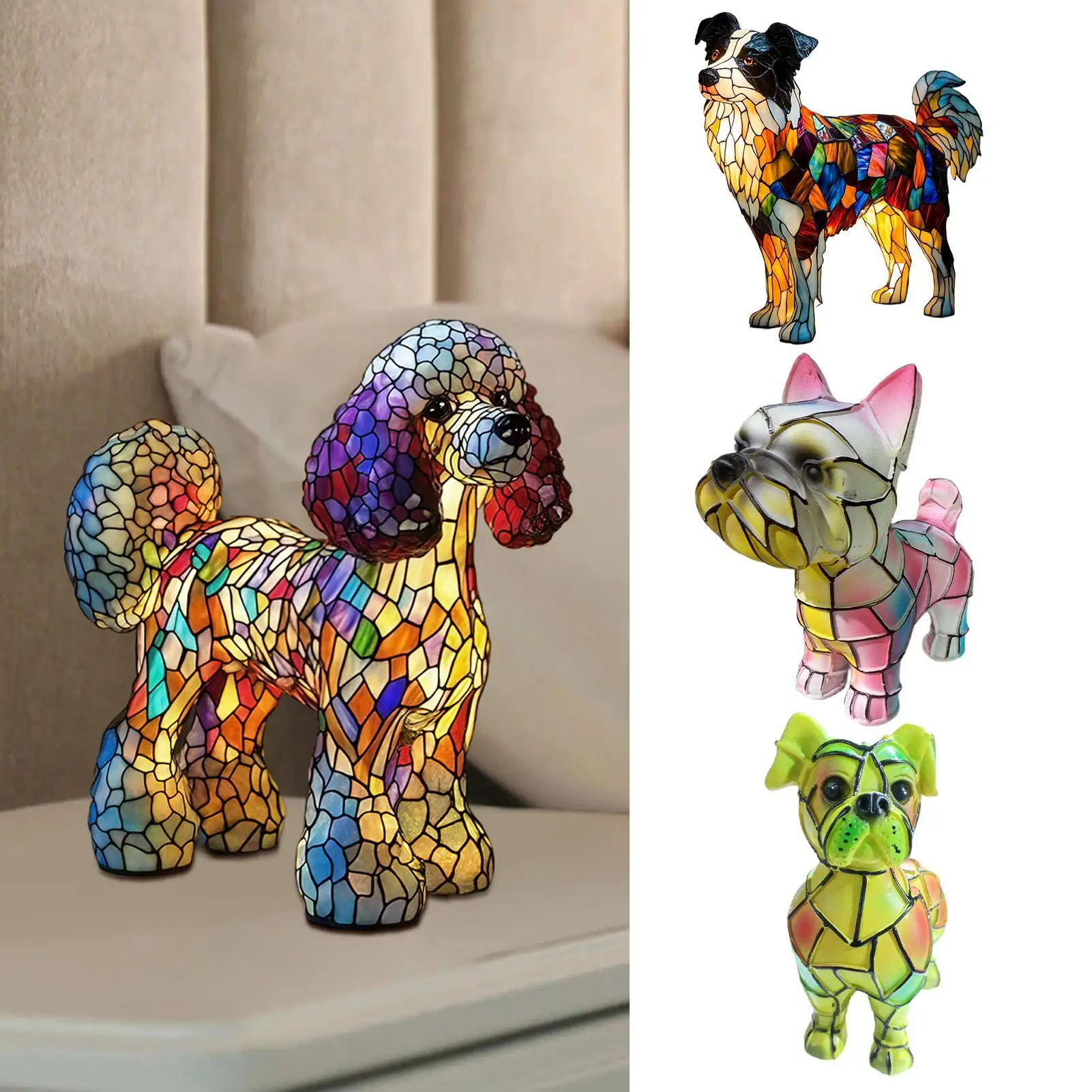 

Table LED Light Dogs Themed Bedside Night Resin Light Rechargeable LED Ambience Lamp for Bedside Shelf Use In Bedroom Childrens