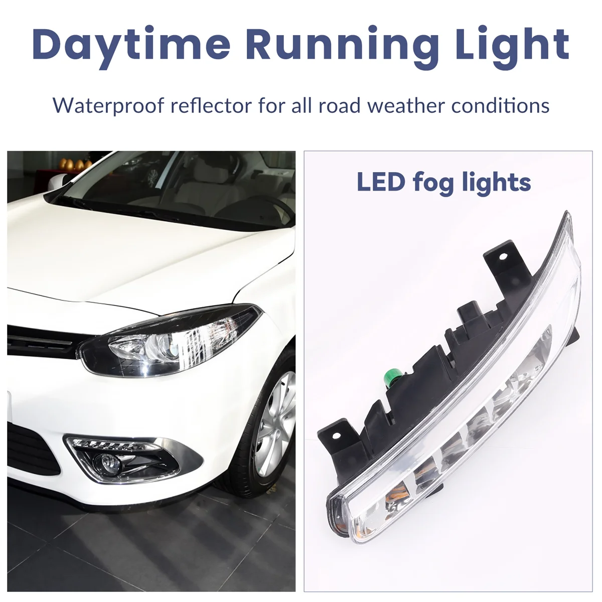 차량용 LED DRL 안개등, 르노 플루언스 2014, 자동 주행 램프, 주간 주행등, 범퍼 램프, 1 쌍