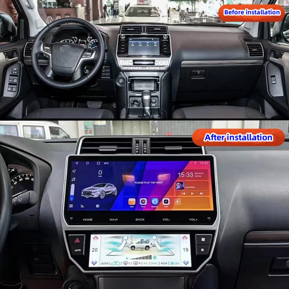 Radio samochodowe dla Toyota Land Cruiser Prado 150 2018 2019 2020 2021 2022 samochodowy odtwarzacz multimedialny Android 12 Carplay nawigacja GPS