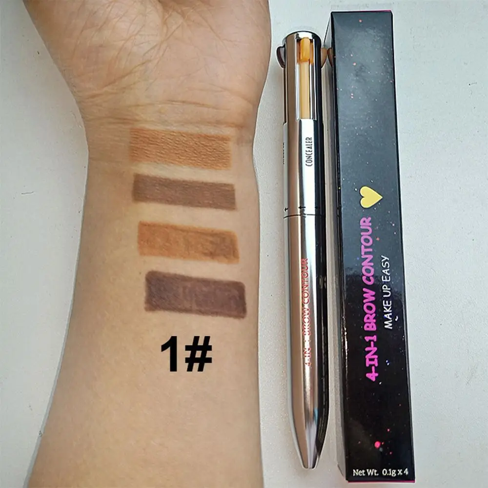 Stylo de contour des sourcils résistant à la transpiration, stylo eye-liner, mise en évidence, facile à porter, rehausseur de sourcils, 4 en 1, 1PC