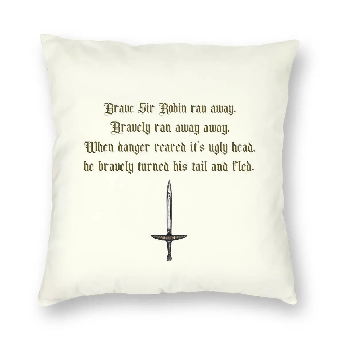 غطاء وسادة مربع من Monty Python Brave Sir Robin مصنوع من البوليستر والكتان المخملي الإبداعي بسحاب غطاء وسادة منزلي مزخرف