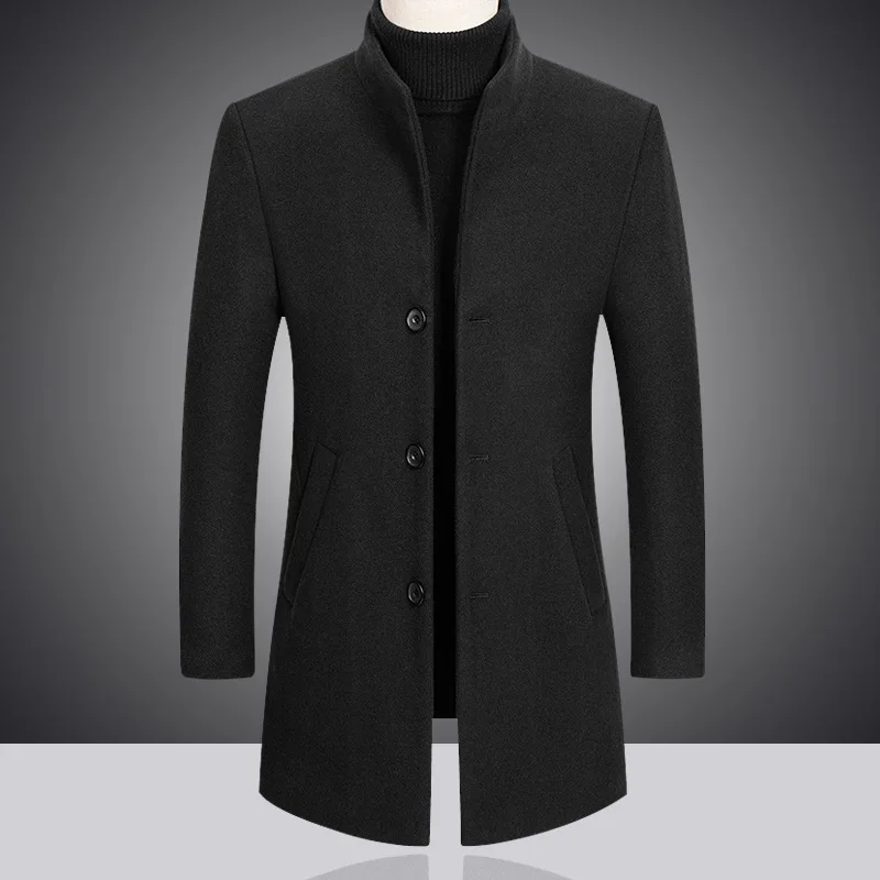 Foreign Trade Korean Version Coat Men's Autumn and Winter Thickened Mid Length Winter Coat