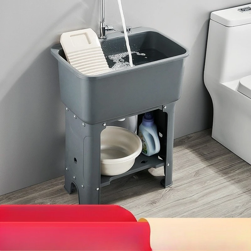 Lavadero de plástico para exterior, para uso doméstico en balcón, con función de lavabo y fregadero