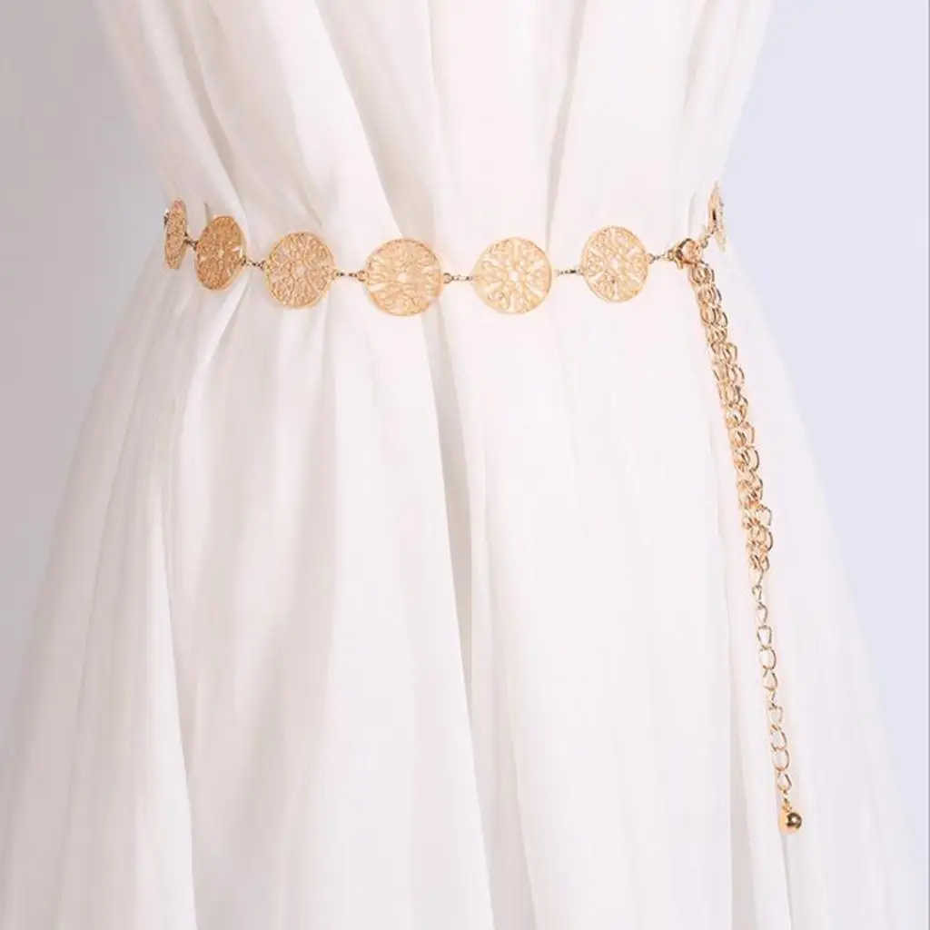 

Skinny Dress Belt Gold Metal Waist Chain Women Jewelry Belt Wide Belt Luxury Style for Formal Party and Office