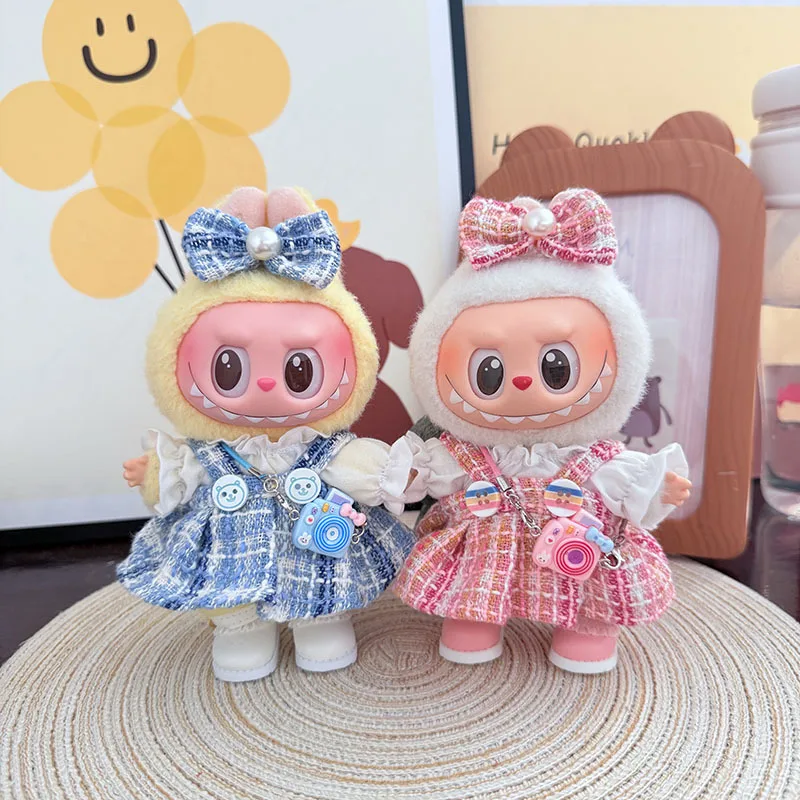 

Clothes For Labubu 15/17Cm Dolls Gen 1-3 Round Button Perfume Style Set Cute Apparel Hanging Accessories