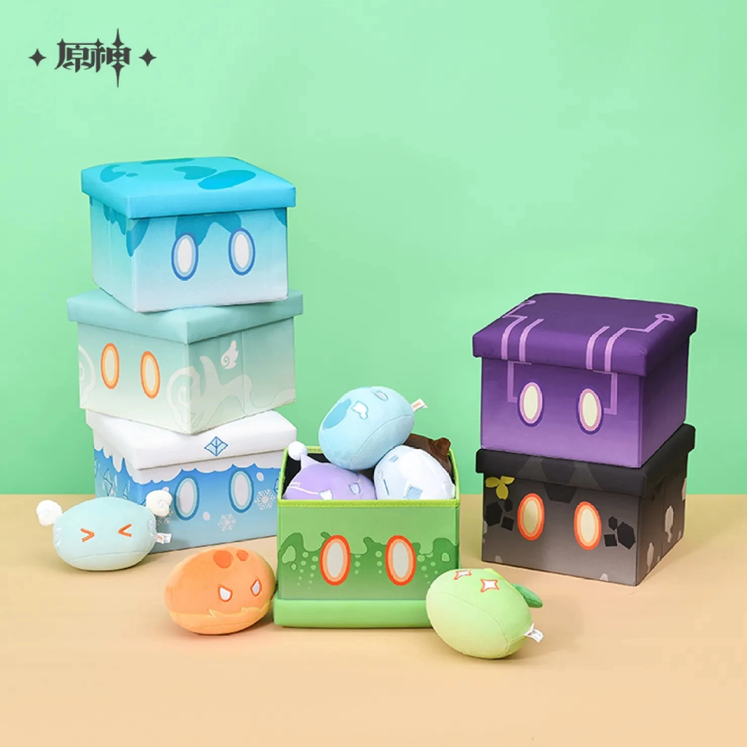 [Genuine] miHoYo Game GENSHIN IMPACT Slime Family Cosplay Diy Storage Boxes Stools Anime Cartoon Accessories Outdoor Travel Prop