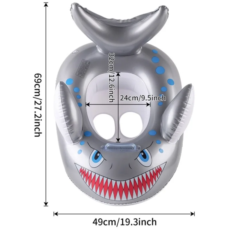 Anello per seggiolino da nuoto per bambini Shark |   Galleggiante per bambini con maniglie di sicurezza e base antiscivolo |   Galleggiante gonfiabile per piscina per bambini da 1 a 4 anni
