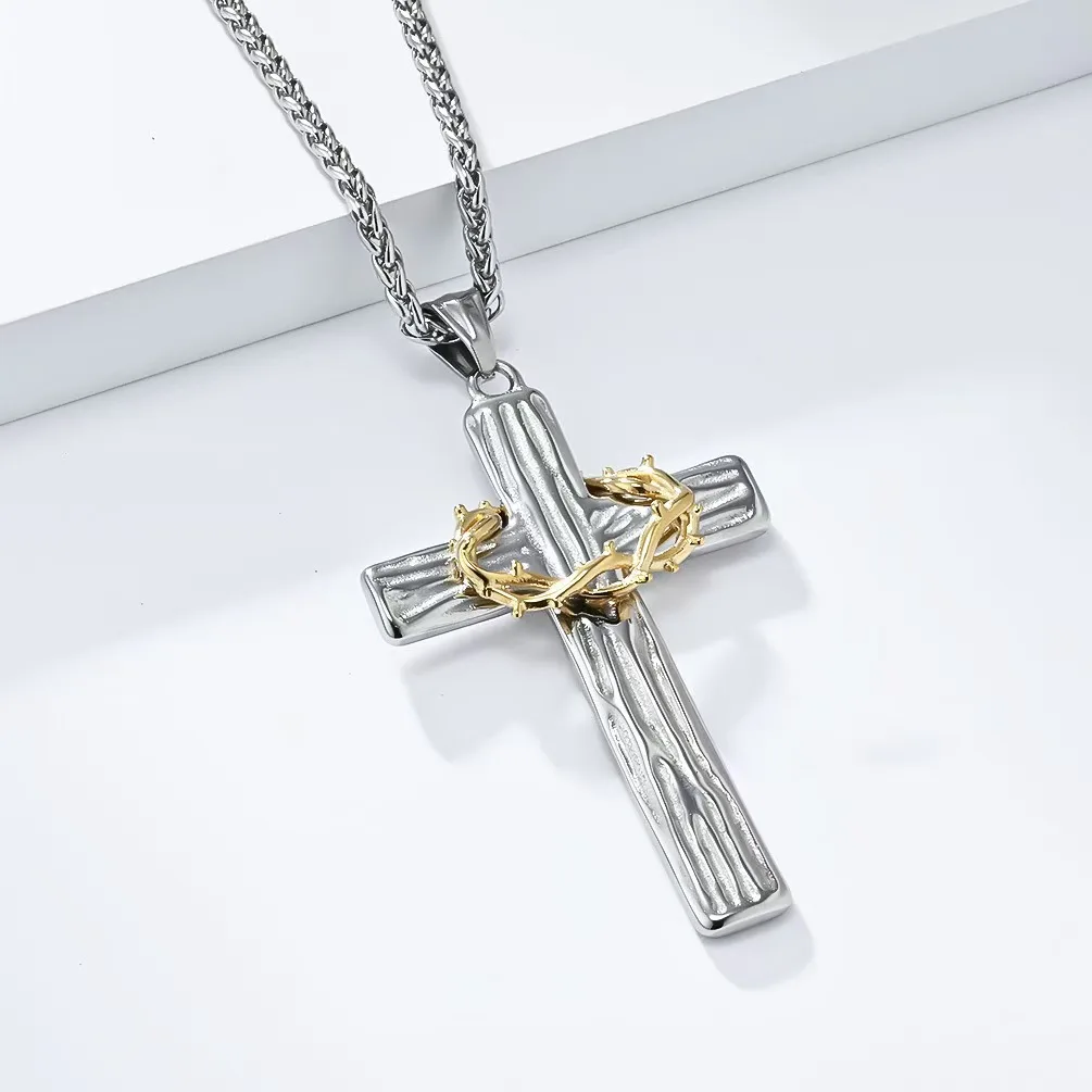 Original Design Niche Thorny Cross Sweater Chain Black Gold High-end Androgynous Hip-hop Personality Necklace for Women 2026