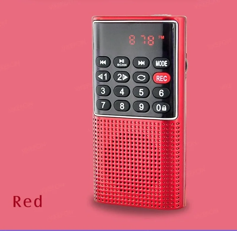 VIKEFON Tragbares Mini-FM-Radio, kabelloser Lautsprecher, MP3-Musik-Player mit Aufnahmefunktion, unterstützt Freisprechfunktion, TF-Karte, USB-Kopfhörerwiedergabe – Detail 25