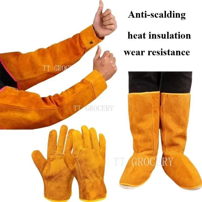 

Leather Sleeve Anti-scalding High Temperature Resistance Welder Welding Protective Pinafore Fireproof Star Insulation Podotheca