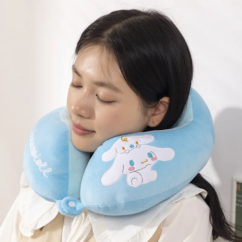 Kawaii Sanrios Hello Kitty Kuromi My Melody Hangyodo Cinnamoroll Office Plush Nap Pillows Anime Soft Travel U-Shaped Neck Pillow