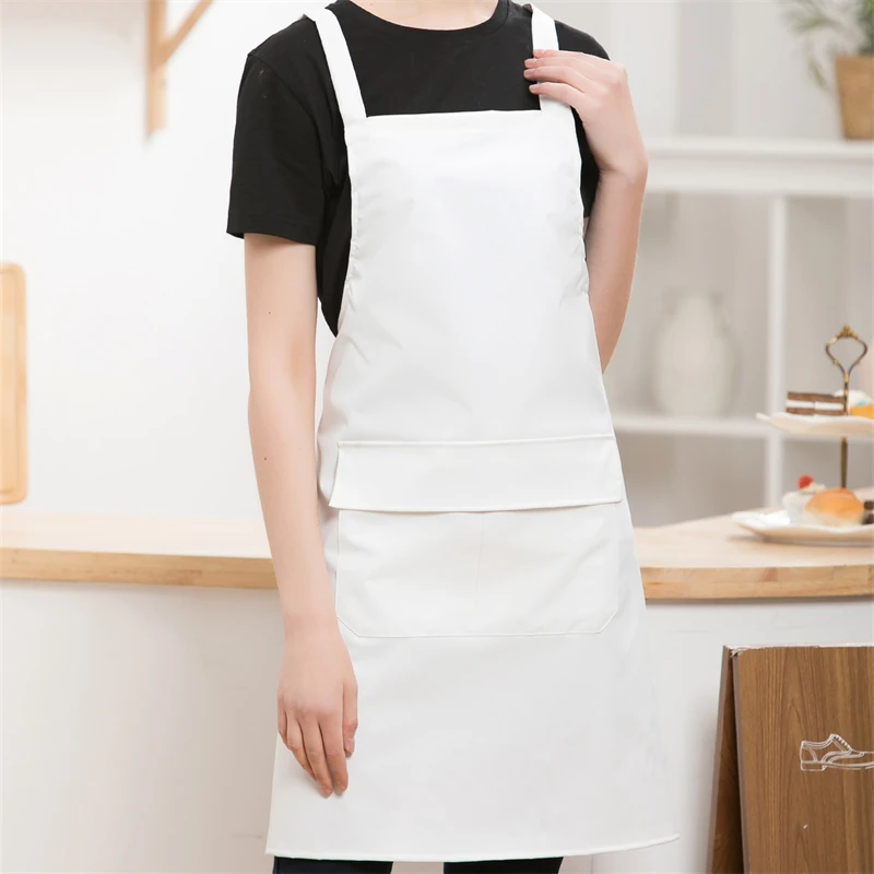 Customization Printed Logo Work Apron Kitchen Restaurant Barber Nail Beauty Salon Smock Black,White,Khaki,Red,Yellow,Purple,Blue