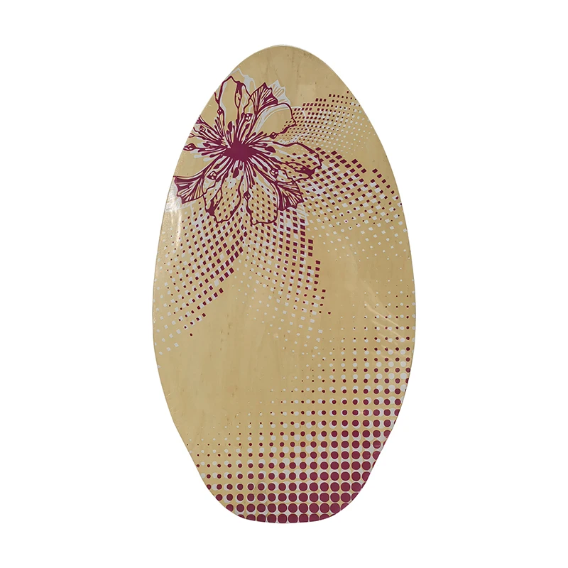 UPSURF Pink Floral Print Wooden Skimboard Lightweight Beach Skim Board for Beginners Kids Adults Shore Surfing Water Sports