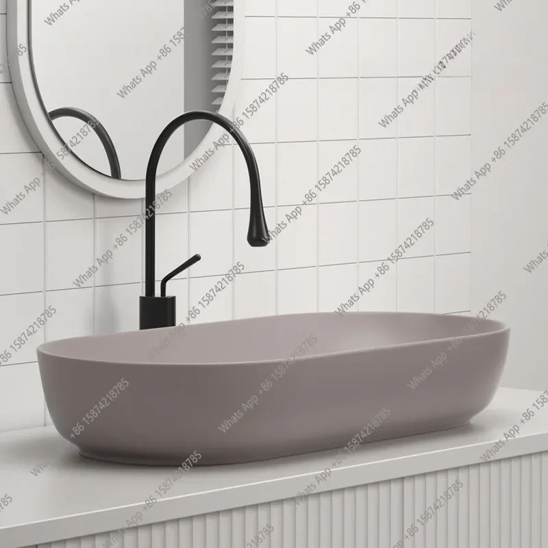 

WX Large Size 80 Basins, Advanced Milk Coffee Table Wash Basin, Ceramic Bathroom Wash Tray, Extended Basin Designer Model