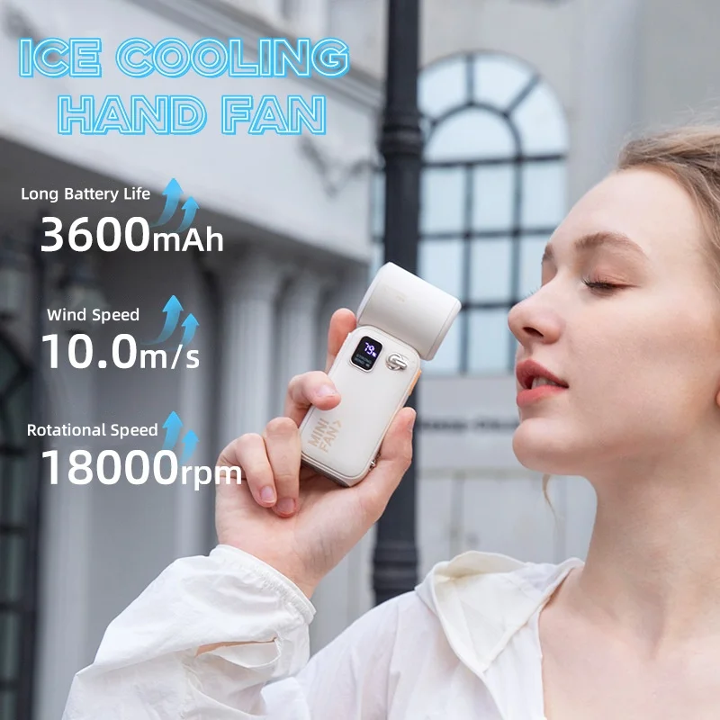 

100 Speed High Speed Handheld Fan, Outdoor Portable Digital Display Charging, Mini Small Fan, High Wind Power, Small Wind Cannon