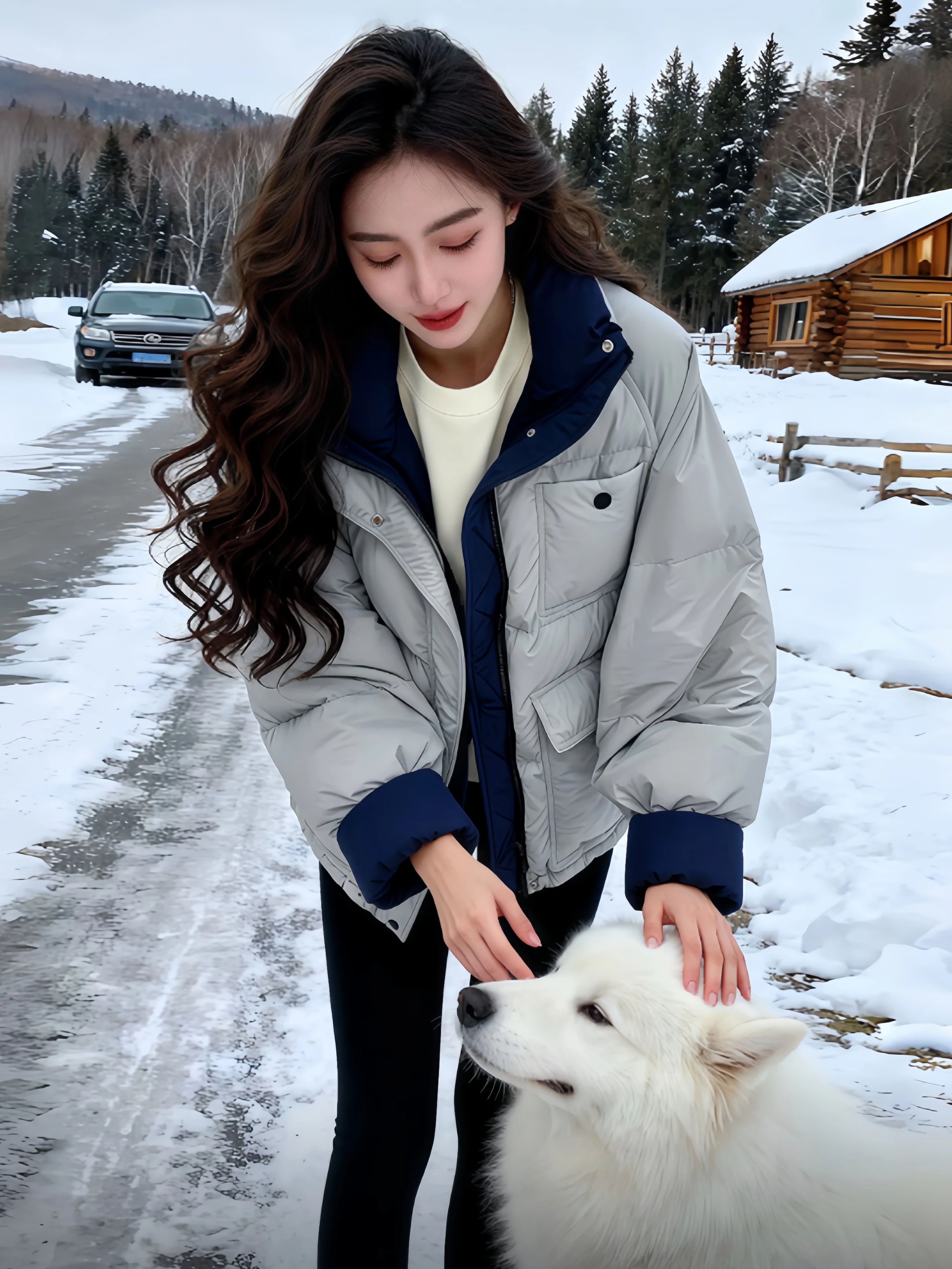 Retro Grey Stand Collar Thickened Cotton Jacket Women's Winter New Style Beautiful Korean Loose Fit Long Sleeve Short Coat
