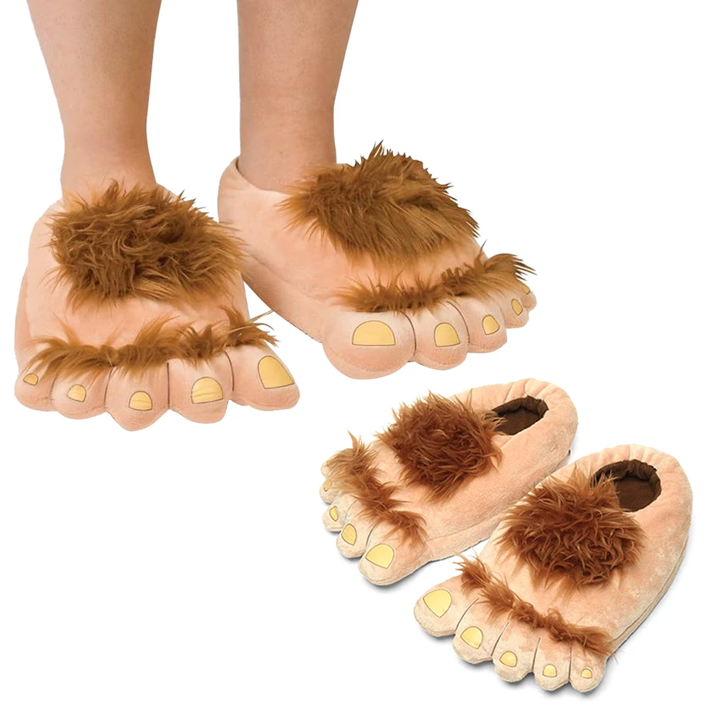 Fashion Furry Adventure Warm Slippers Big Hairy Unisex Savage Monster Plush Home Slippers Indoor Shoes