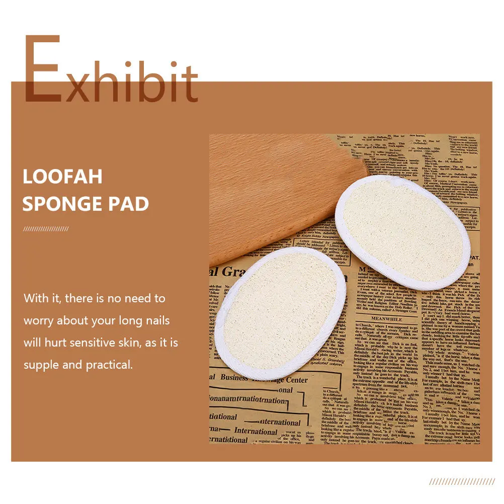 2Pcs Natural Loofah Pads with Lanyard Elastic Grip Gentle Exfoliating Body Scrubber for Sensitive Skin Baby Kids Safe Odorless