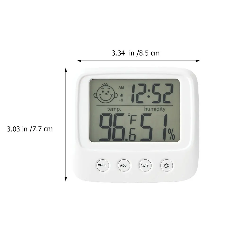 1Pcs Room Dry Thermometer White Wall-Mounted High Precision Hygrometer LCD Screen Indoor Electronic Temperature Humidity