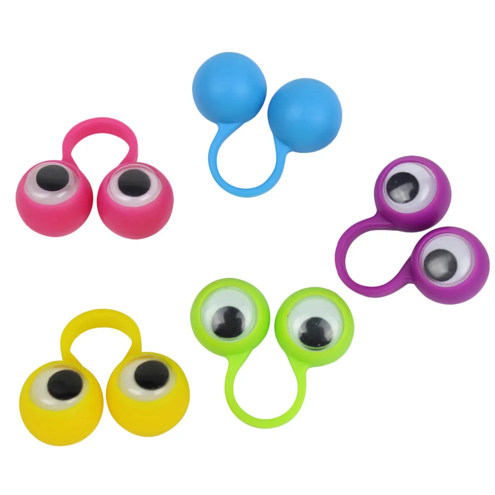 

10pcs Cute Cartoon Large Eye Finger Puppets Googly Eyes Rings with Wiggle Eyeballs for Children Kids Toys Random Color