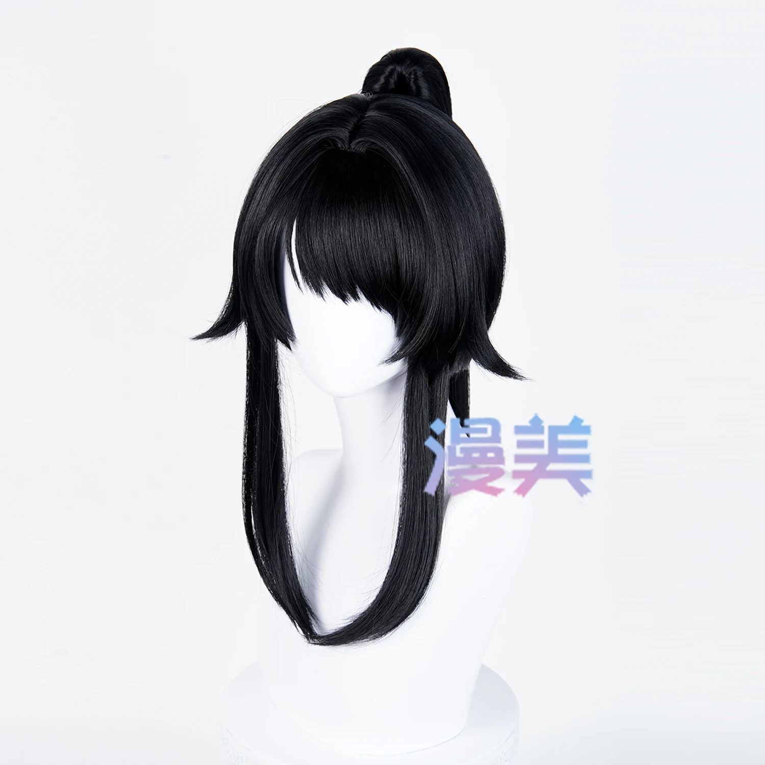 Ayano Aishi شعر مستعار تأثيري 53 سنتيمتر ذيل حصان أسود الباروكات مقاومة للحرارة الاصطناعية الشعر للنساء هالوين زي تأثيري شعر مستعار أنيمي #1