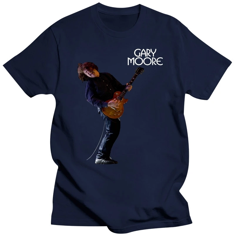 Gary Moore With Guitar Rock & Blues Guitarist Men'S Black T Shirt Size:S To 2Xl