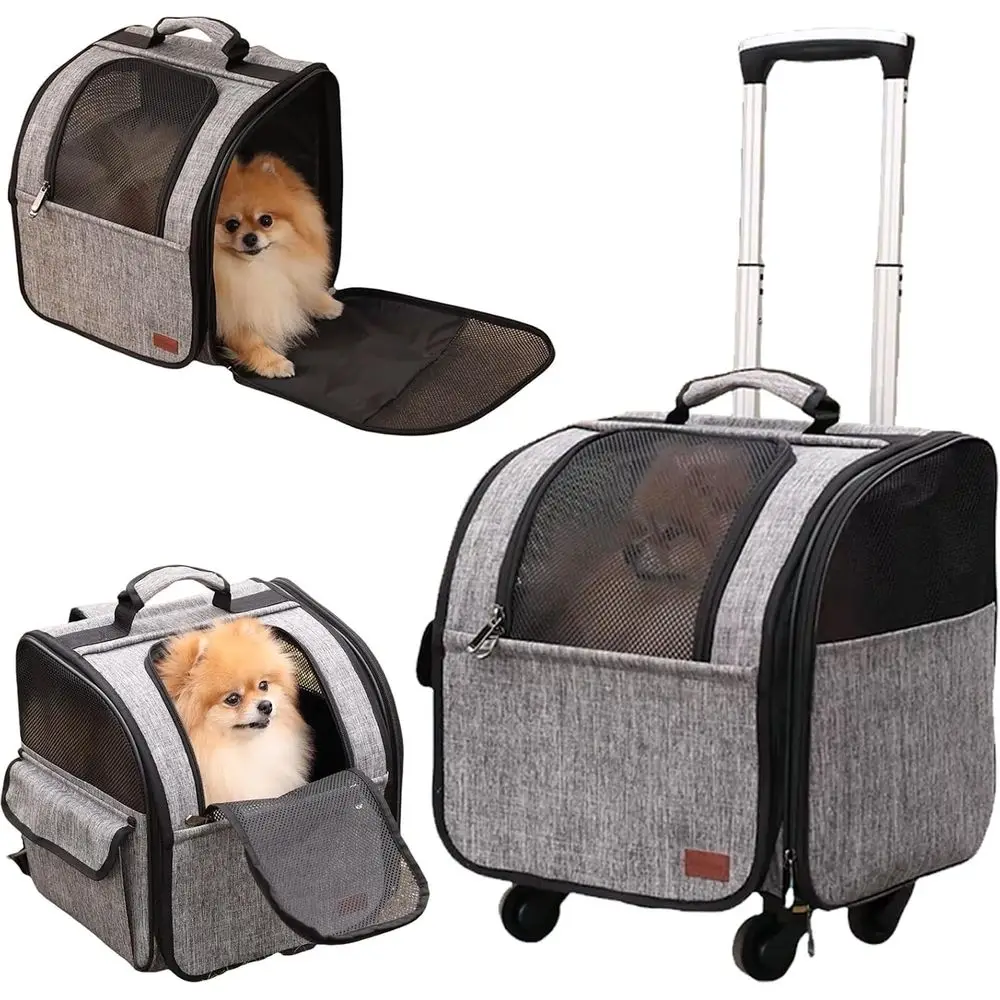 

Pet Mobility Stroller for Small Dogs, Cats, and Rabbits with Detachable Rolling Slide - Grey