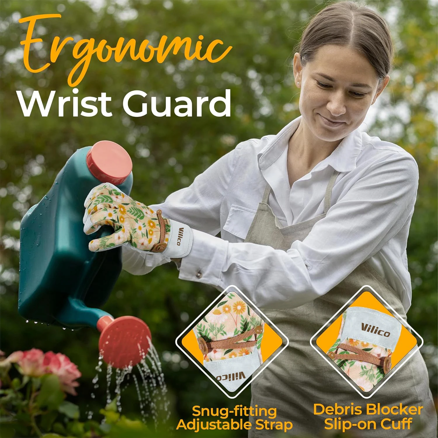 ถุงมือทําสวนสําหรับสุภาพสตรี Vilico ถุงมือทําสวนหนังสําหรับสุภาพสตรีที่ระบายอากาศได้ดี ของขวัญที่ดีที่สุดสําหรับชาวสวน