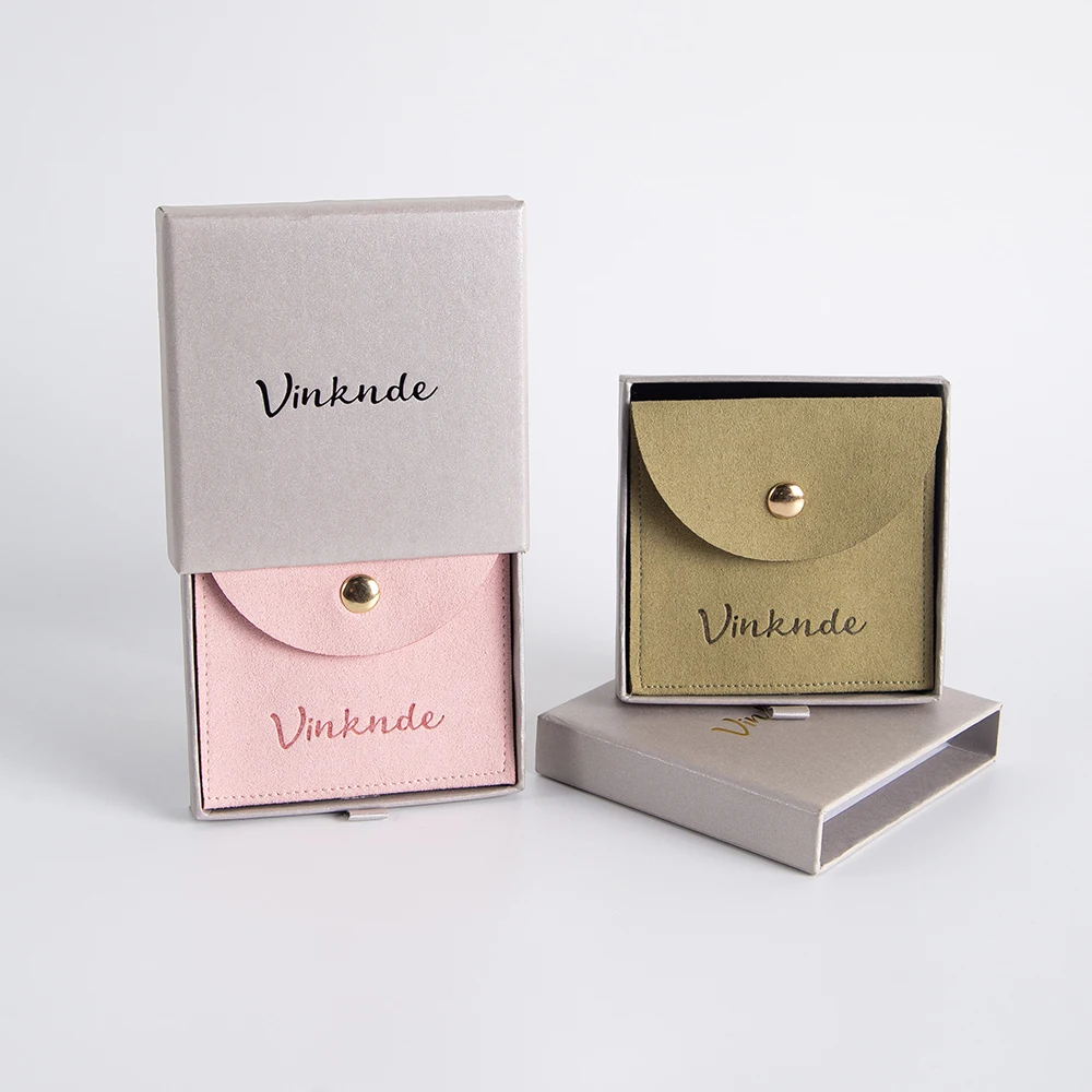 

Premium Paperboard Jewelry Box with Pull Out Drawer Microsuede Dust Bag Custom Logo Eco Friendly Storage for Necklaces Earrings