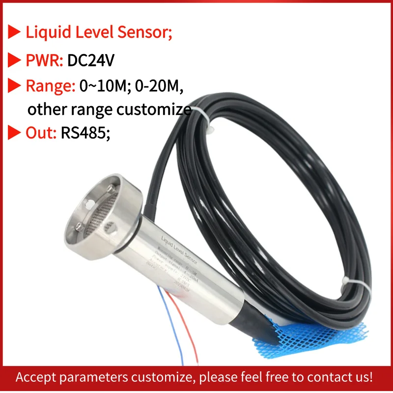 

RS485 Anti-blocking Liquid Level Transmitter Tank Level Sensor Sewage Water Tank Level Transmitter DC24V Power Supply