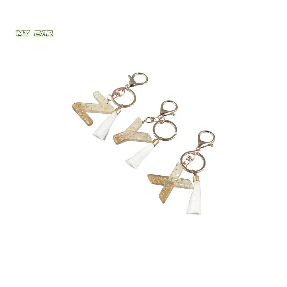 

Women Gift Car Keyring Jewelry Gold Foil Crystal Handbag Charms 26 Letter Keychain Alphabet Key Chain English Alphabet Keyring