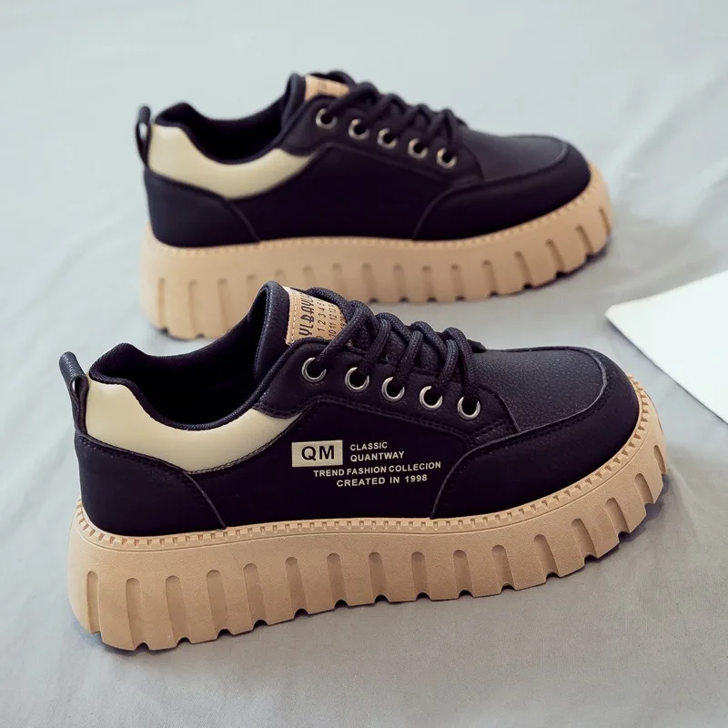 

High Quality White Shoes Spring New Women's Casual Versatile Thick Sole Elevated Women's Shoes Student Shoes Zapatos De Mujer