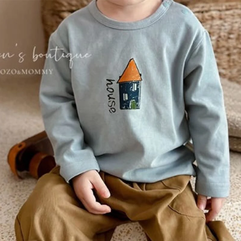 Cotton Autumn Kids Sweatshirt Spring For Toddler Boy Girl Top Printing Cotton T-Shirt Children Clothes 1-5Yrs Boys Sport Shirts