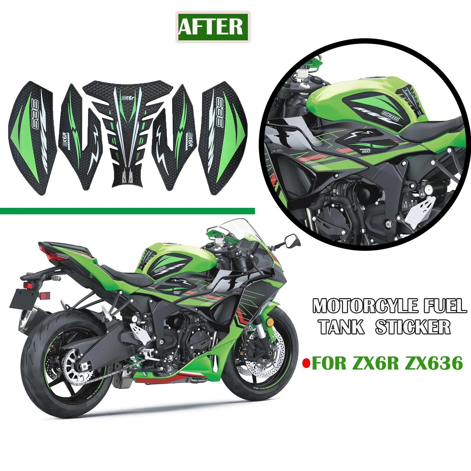 

Motorcycle Accessories Non-slip Side Fuel Tank Stickers waterproof pad stickers For Kawasaki ZX6R ZX636 ZX-6R 2019-2025 2024