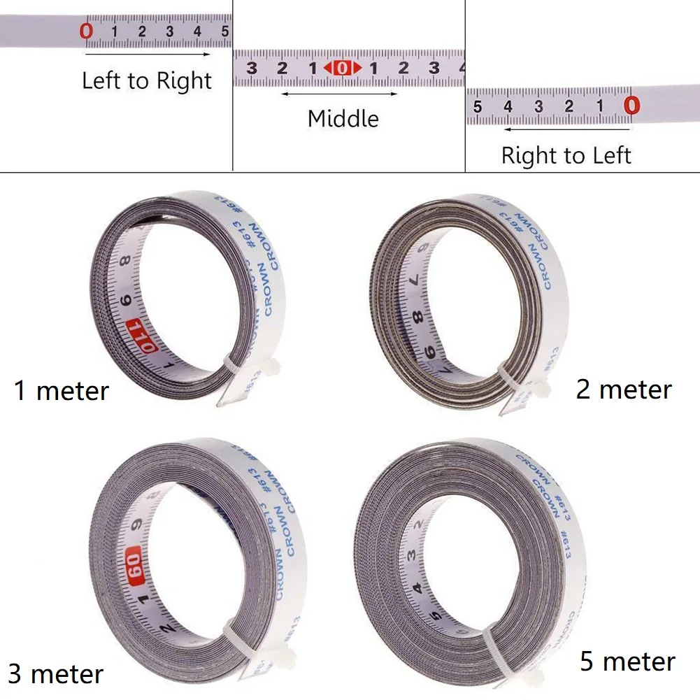 Self-Adhesive Measuring Tape Workbench Ruler 1 2 3 5 Meters Adhesive Backed Tape Measure Metric Scale Rust-Proof Ruler