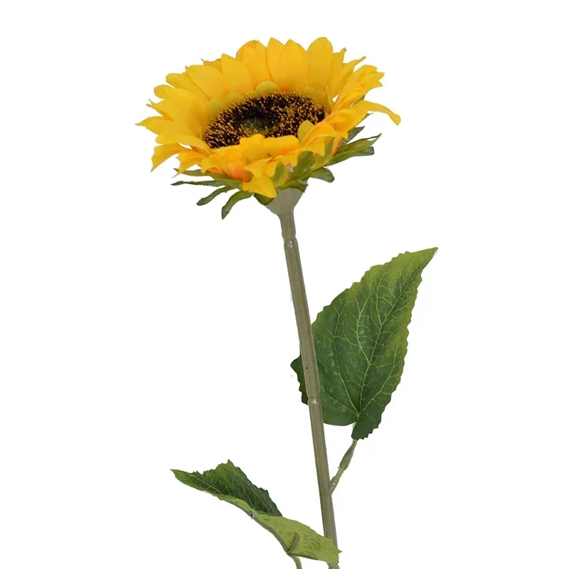 Tournesols artificiels avec longue tige, fausses fleurs pour mariage, fête à la maison, décoration extérieure et intérieure, 46cm, 5 pièces