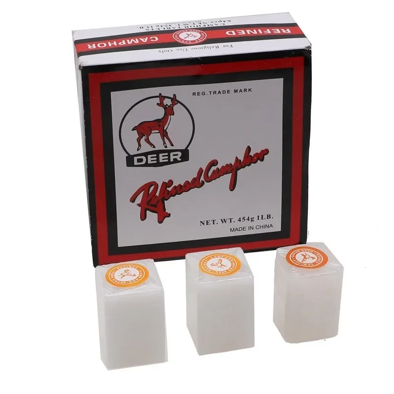 1 Box300g 1lb Deer Brand Refined Camphor Tablets/blocks Moth Silverfish Avoid Translucent Pure Toilet Wardrobe Religious Use