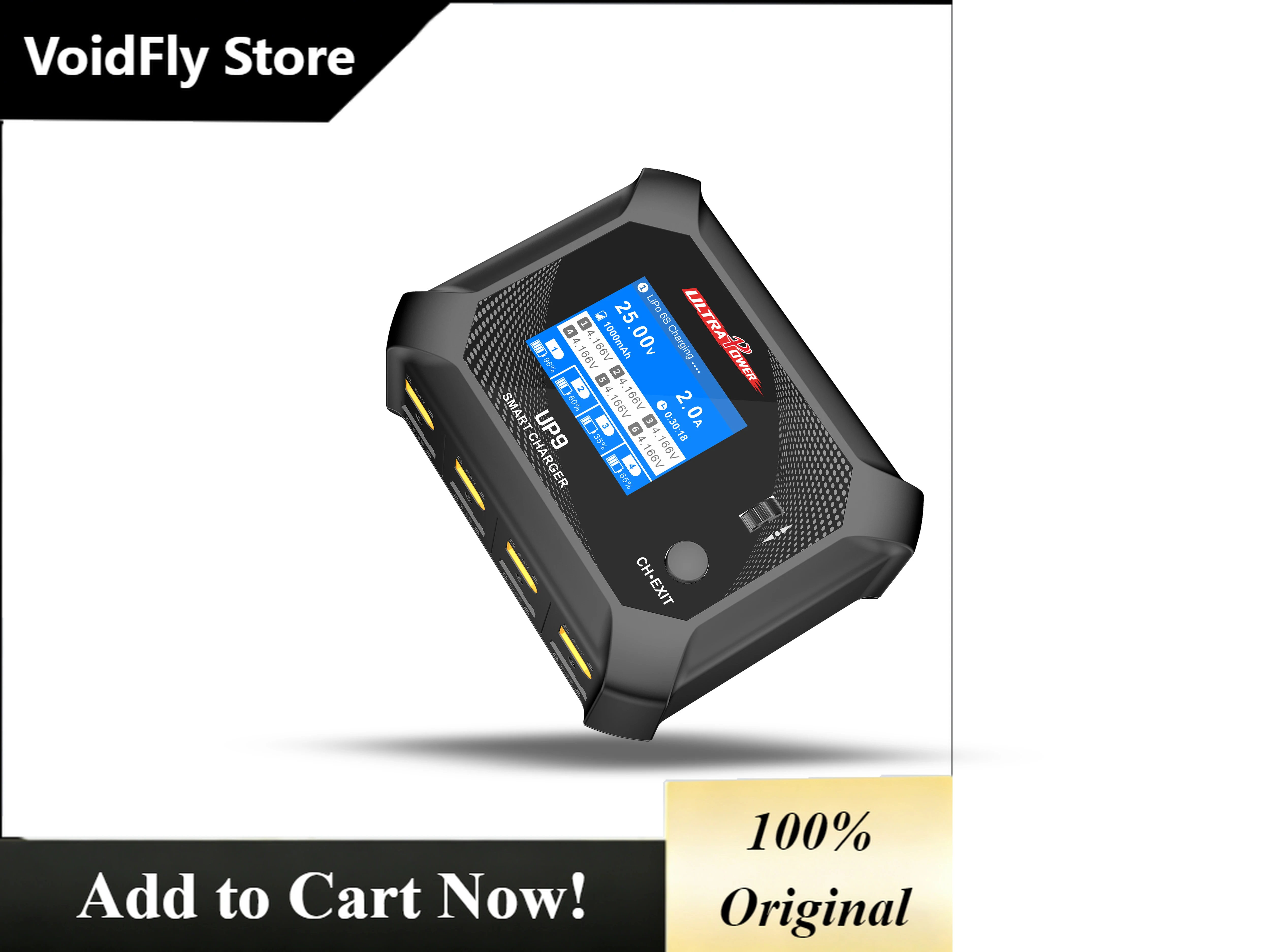 VoidFly UltraPower UP9 Smart Blance Charger Discharger AC 100W DC 4X50W 2.4Inch Charger For 1-6S LiPo/LiHV/LiIon/LiFe Battery RC