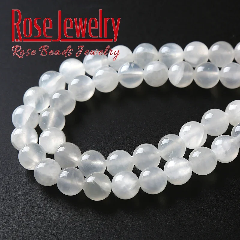 5A Natural Aurora white Gypsum Stone Beads Selenite Clear Stone Round Loose Beads For Jewelry Making Diy Bracelets 6 8 10mm 15\
