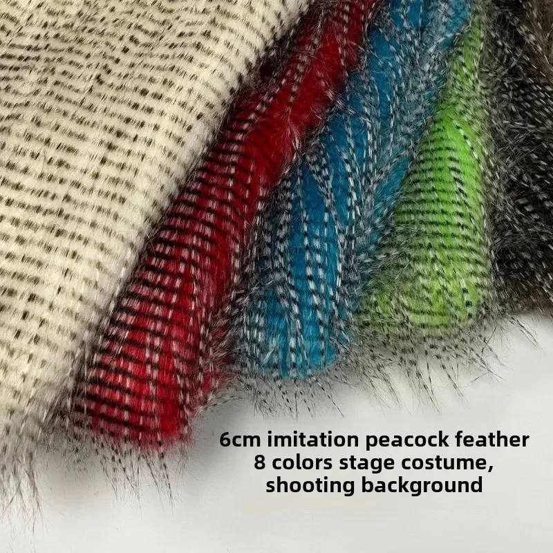 

Peacock Feather Jacquard Long Faux Fur Plush Fabric Stage Costume Pillow Background Cloth Decoration Diy Sewing Material