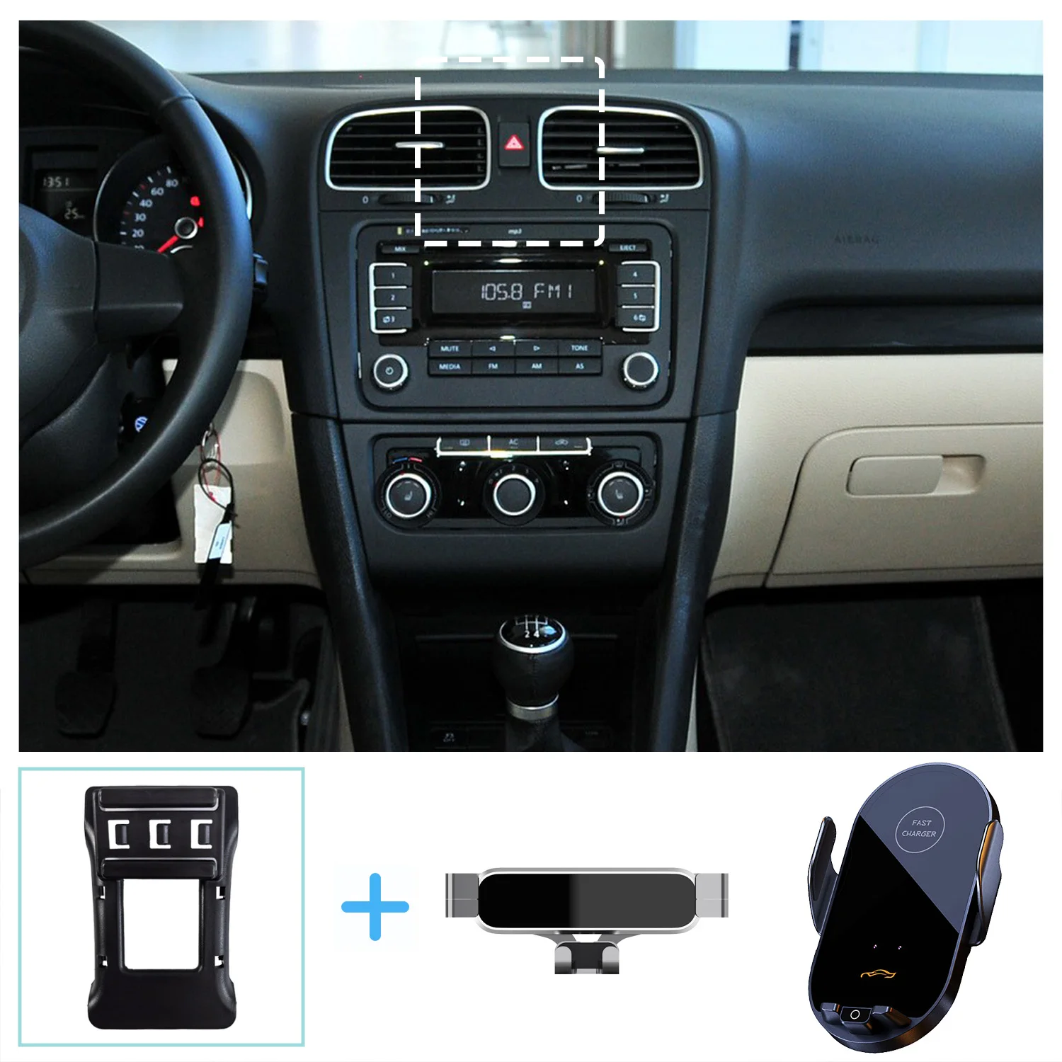 

Автомобильный держатель для телефона Volkswagen VW Golf 6 2009 2010-2013, кронштейн для беспроводной зарядки, гравитационная подставка, аксессуары для крепления телефона