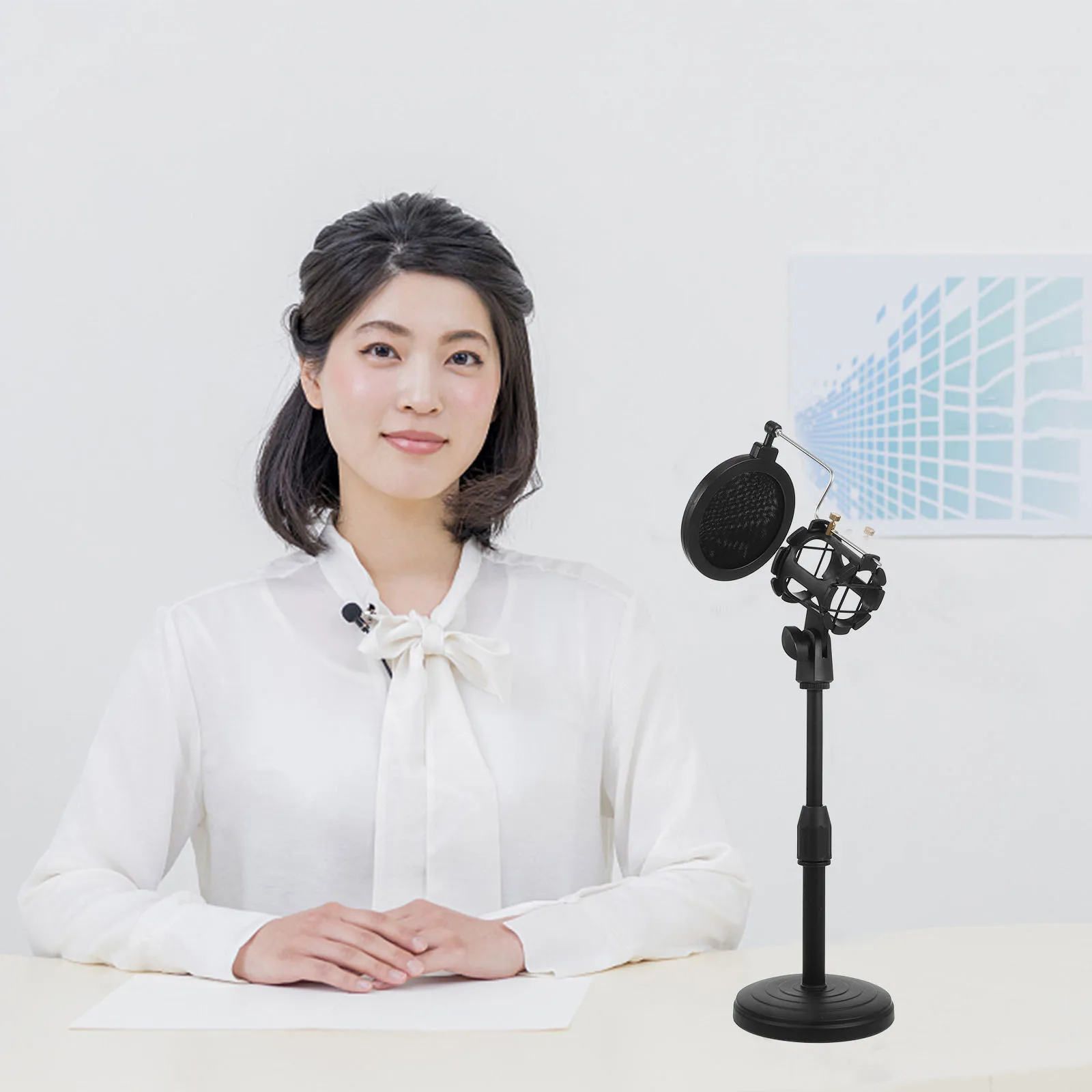 1pc Adjustable Desktop Microphone Stand Black Mic Holder For Live Streaming Recording Studio Mic Mount Support Bracket