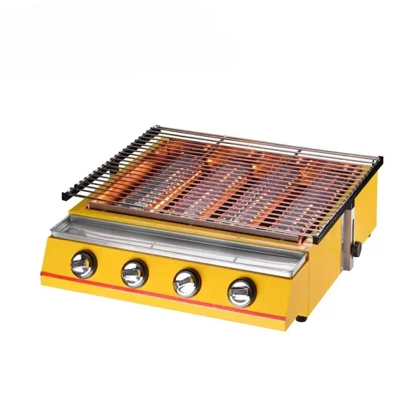 Factory Direct 2026 Top Griglia per barbecue a gas commerciale in acciaio inossidabile di vendita calda con vetro (4 fuochi)