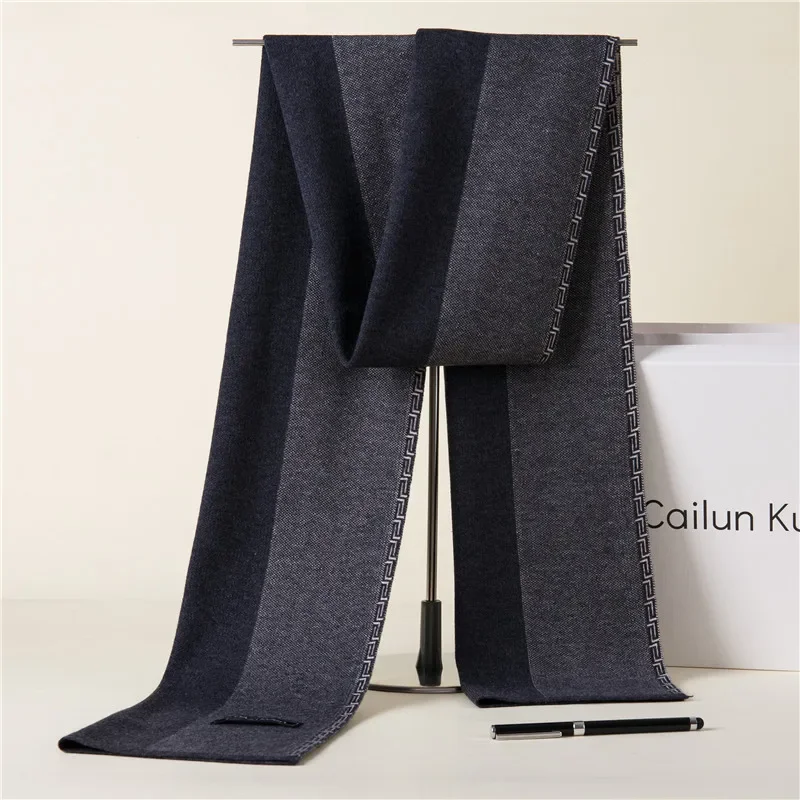New Fashion Design Scarf Men Winter New Wool Blend Soft Warm Muffler Male Korean Style Plaid Thickened Business Leisure Scarf