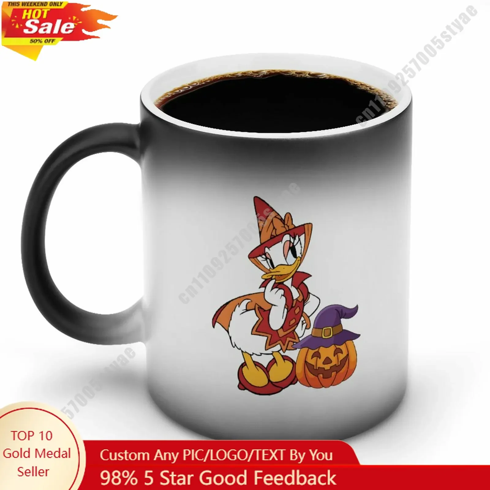 

Daisy Duck Color Changing Mug Disney Cartoon Custom Personalized Photo Printing DIY Coffee Cup Birthday Gift Ceramic Mug