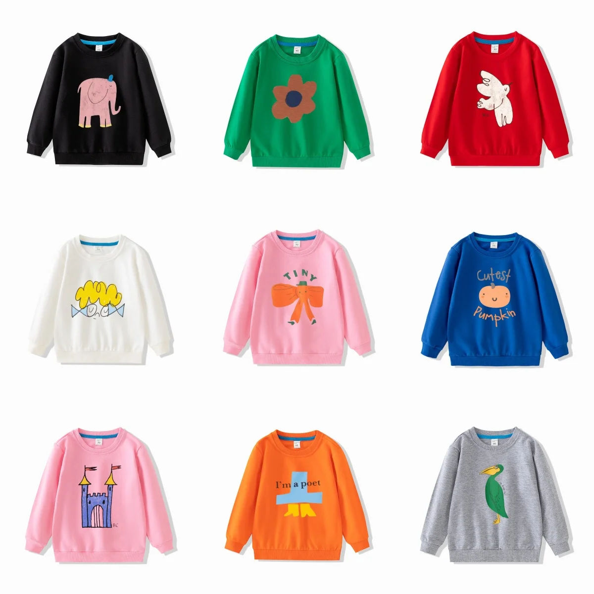 autumn full sleeve kids crewneck printed sweatshirts pull over children's hoodies boys clothing girls tops